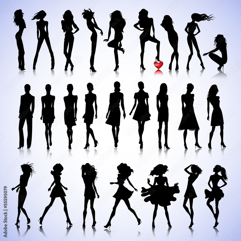 Obraz premium Fashion set of woman silhouettes