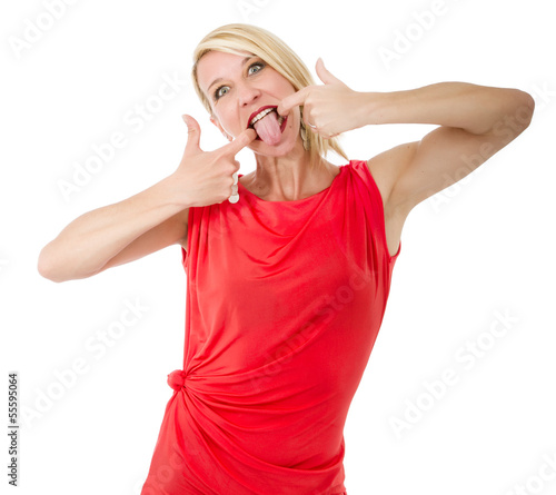 woman made tongue with fingers