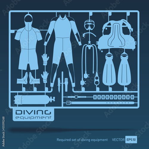 plastic model kits required set of diving equipment vector