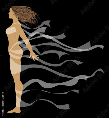 nudo femminile con capelli al vento