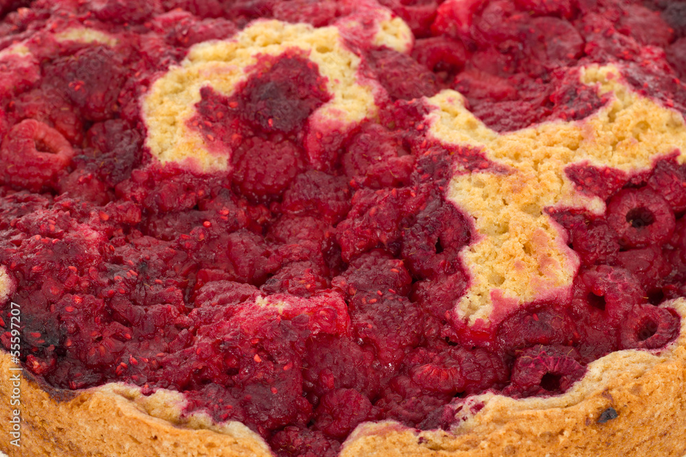 Close-up of cake with raspberries Close-up of cake with raspberries