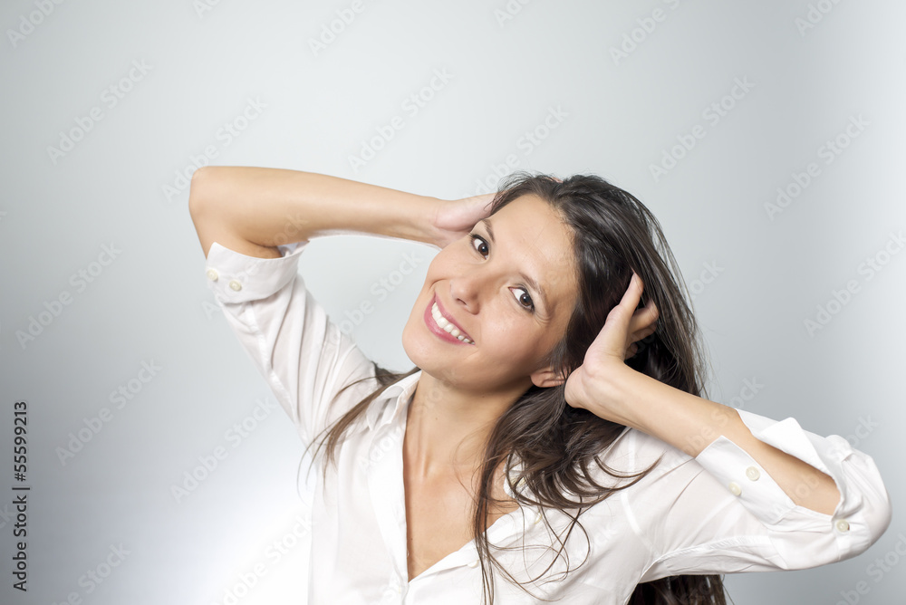 portrait of attractive brunette woman portrait of attractive brunette woman