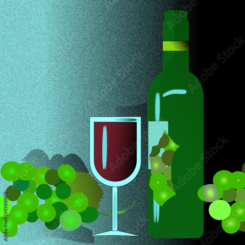 wine bottle and wine glass