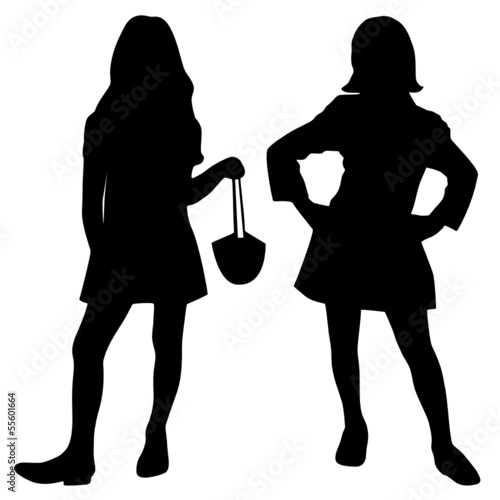Silhouettes of two fashion girls