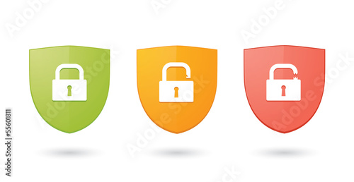 A set of informatic protection shield icons