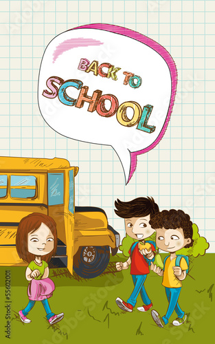 Back to school kids social bubble text.
