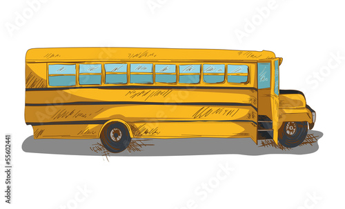 Isolated Back to school bus education cartoon illustration.