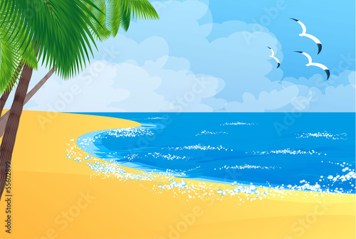 Fototapeta Naklejka Na Ścianę i Meble -  Tropical beach. Vector background