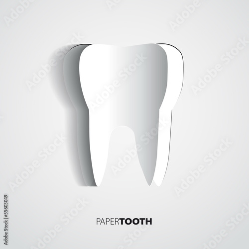 Sticker Pink paper Tooth On White Background