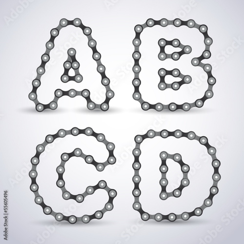 Vector alphabet letters made from Bicycle chain