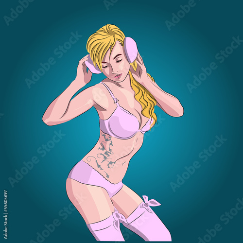 chica escuchando música a través de unos cascos