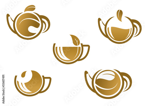 Set of tea icons and symbols
