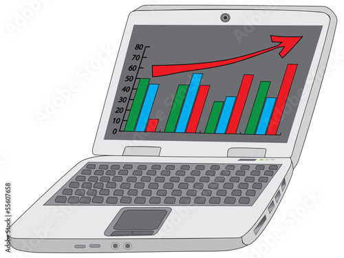 notebook with analytics diagram vector illustration © romantiche