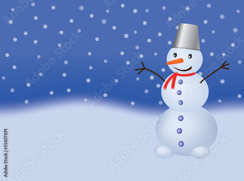 Christmas background with snowman © romantiche