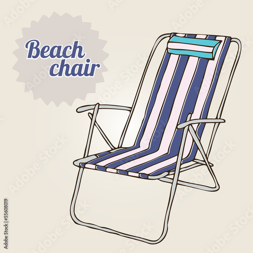 Illustration beach chair. Travel background