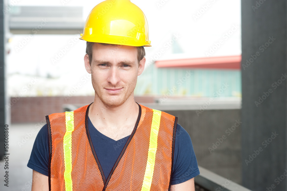 portrait of a happy construction worker portrait of a happy construction worker