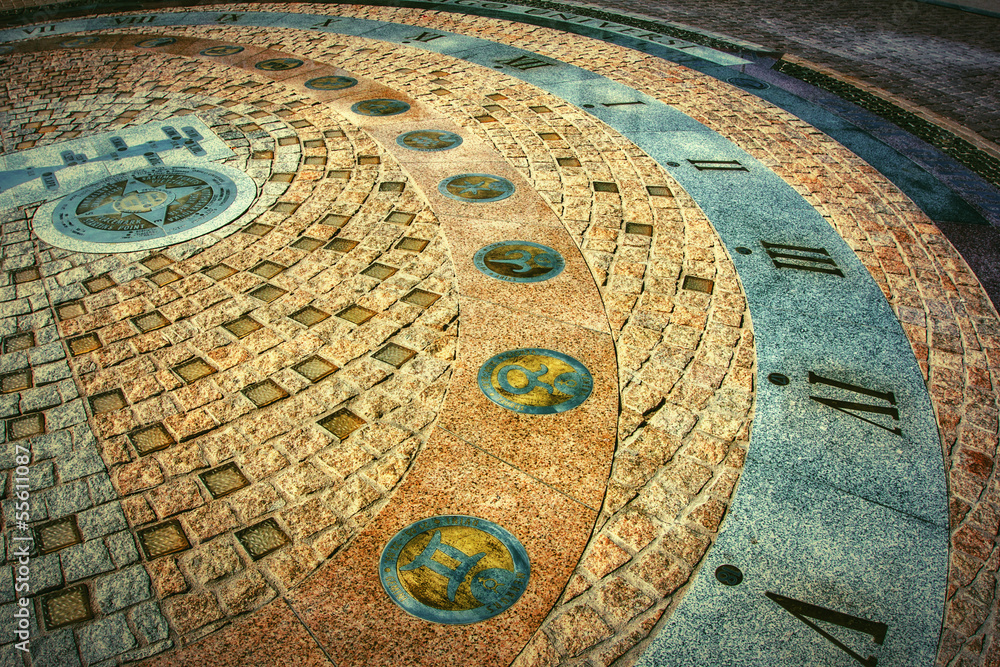 Background of the sundial on the pavement Background of the sundial on the pavement