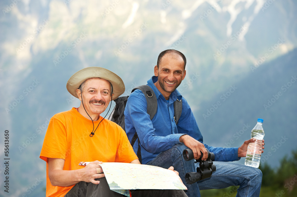 smiling tourist hiker in india mountains smiling tourist hiker in india mountains
