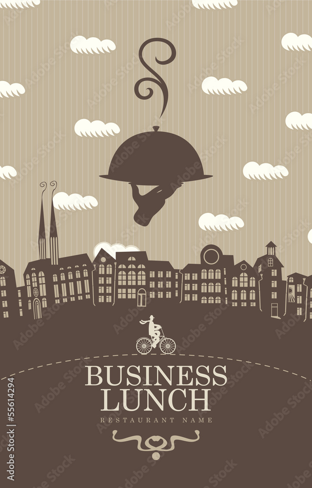 cover for a business lunch menu in a retro style