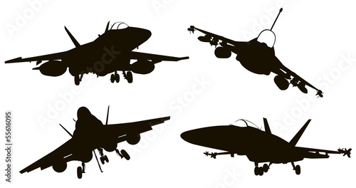 Military aircraft  silhouettes  collection. Vector EPS 8 photo