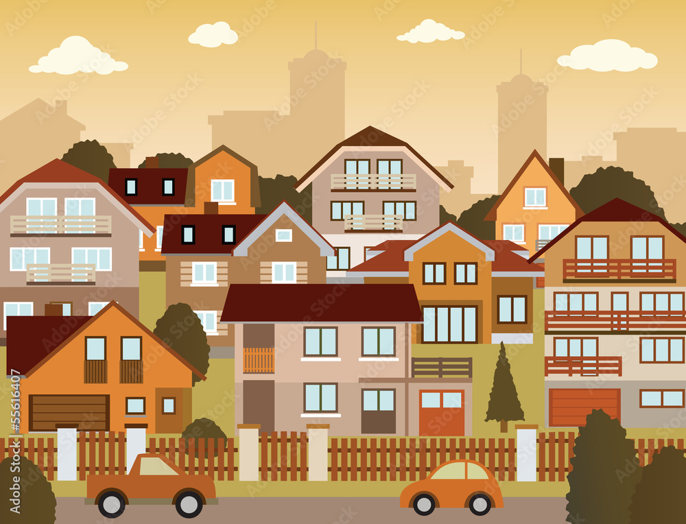 Suburban houses (retro colors)