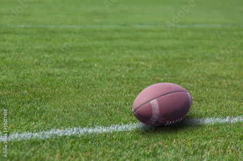 American rugby ball on the grass