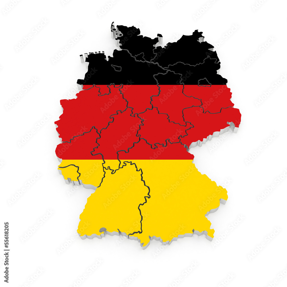 Fototapeta premium Three-dimensional map of Germany.