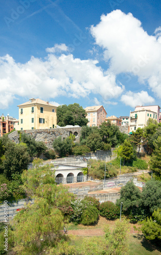 View of acient houses, Genoa, Itala