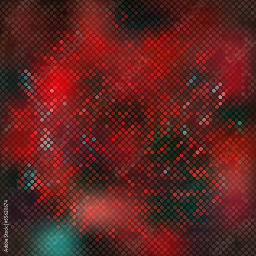 Red in fog  lights background square pixel mosaic vector