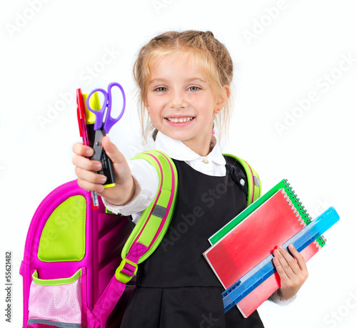 little cute girl with a stationery #55621482