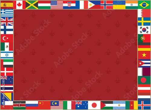 royal lily background with world flags frame