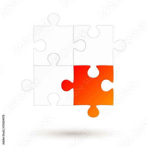 Puzzle - 4 Teile - rote Option