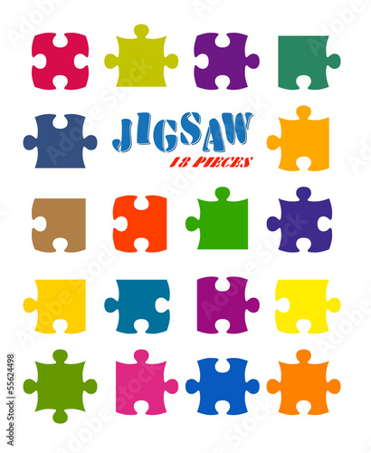 Alle 18 Puzzle Teile - bunt