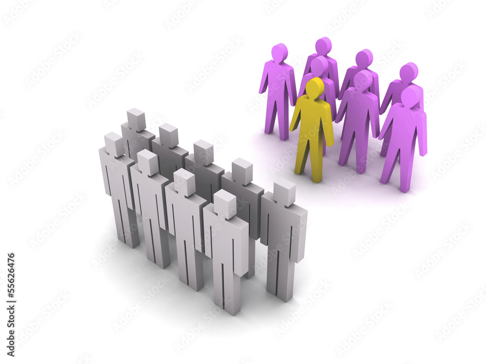 Team with leader versus team without leader, crowd. Team with leader versus team without leader, crowd.