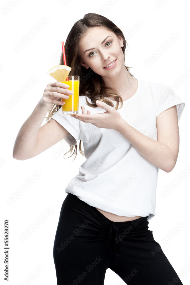 young woman holding glass of orange juice young woman holding glass of orange juice