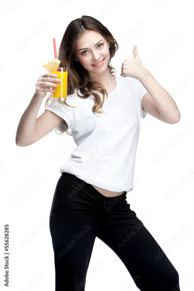 young woman holding glass of orange juice young woman holding glass of orange juice