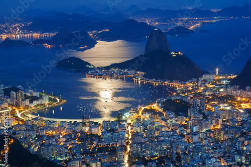Night view of mountain Sugar Loaf and Botafogo in Rio de Janeiro #55628204