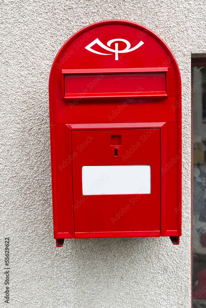 Modern red Mailbox in Iceland. Horizontal shot