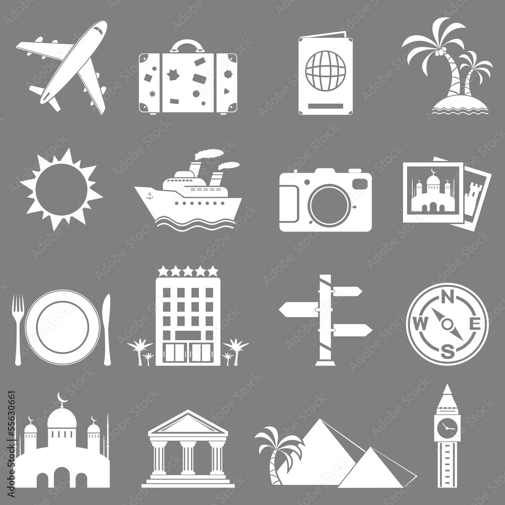 Fototapeta premium travel and landmarks icons set
