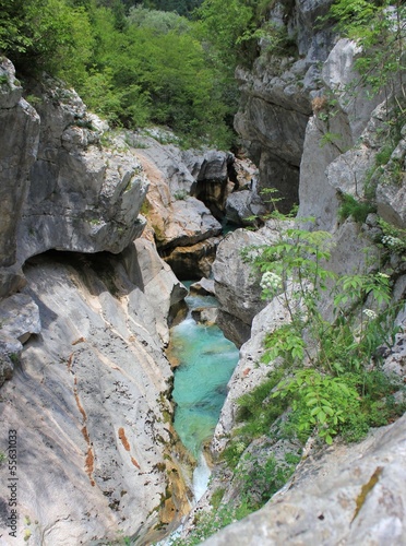 Evorsion channel of Soca river, Triglav national park, Julian Alps, Slovenia, Alpe Adria Trail, Central Europe