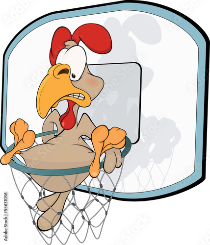 Cockerel the basketball player. Cartoon