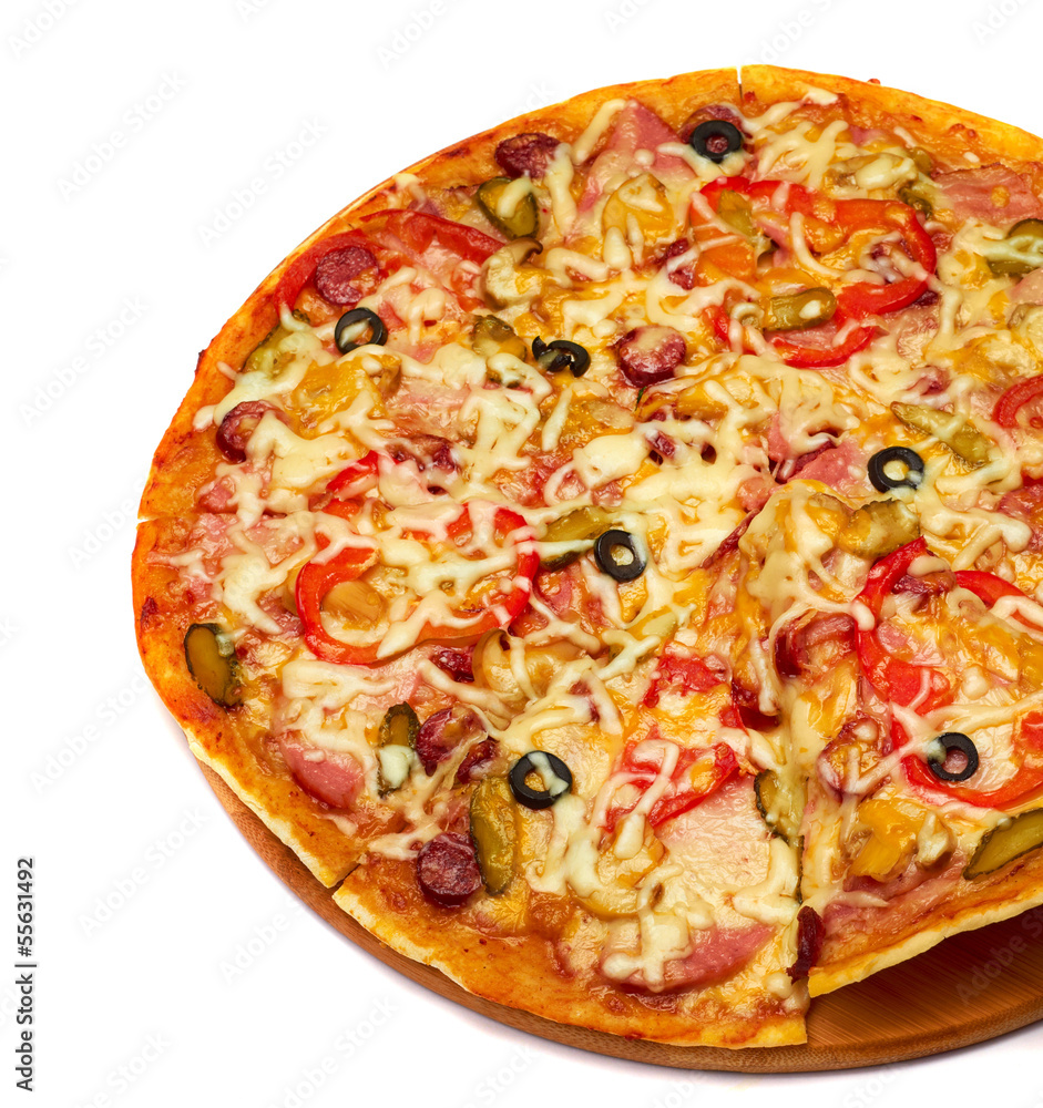 Tasty pizza with vegetables,