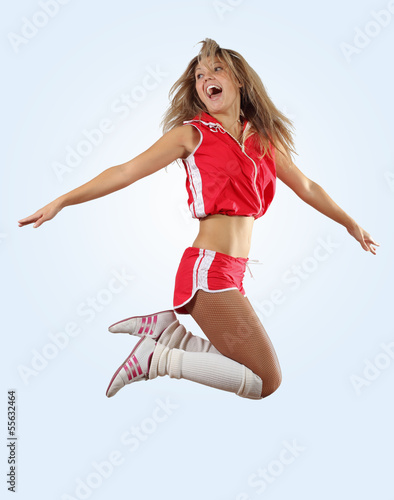 Fototapeta Naklejka Na Ścianę i Meble -  cheerleader girl jumping