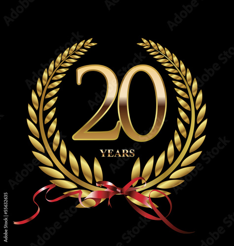 20 years Anniversary golden laurel wreath