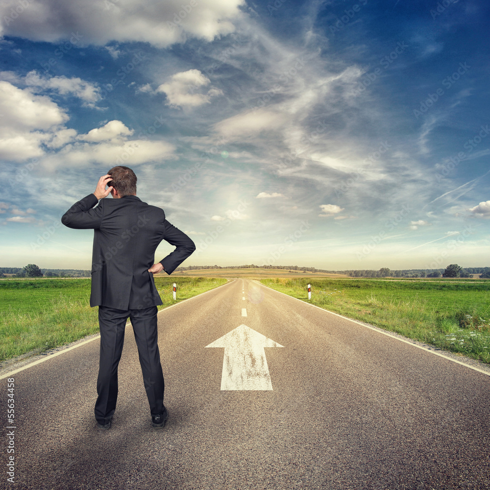 Businessman thinking about Decision Businessman thinking about Decision