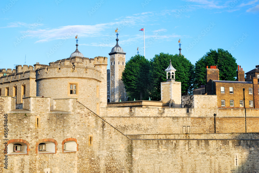 The Tower of London fortress in the evening light
