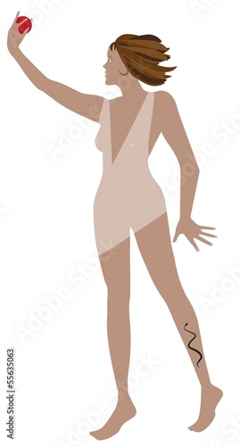 illustrazione di donna che coglie la mela del peccato