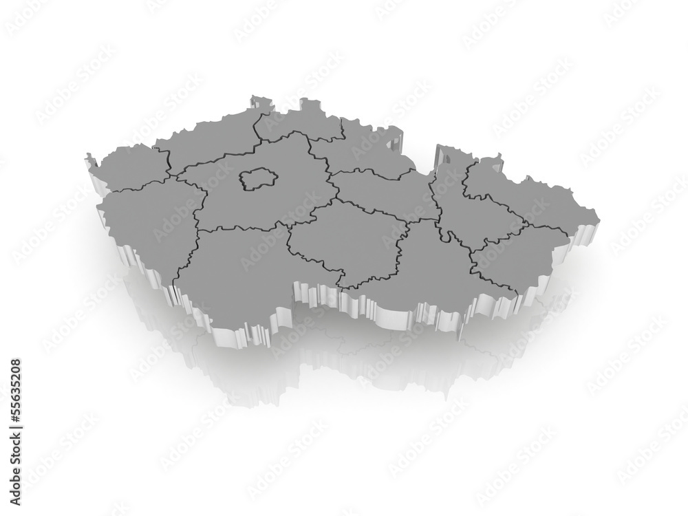 Obraz premium Three-dimensional map of Czech.