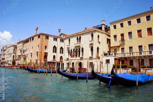 Gondola in famous Grande Canal in Venice  Italy