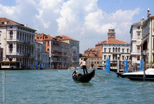 Gondola in famous Grande Canal in Venice, Italy